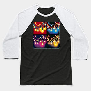 Luminous Lines: Pop Art's Twinkling Tapestry - Christmas Lights Baseball T-Shirt